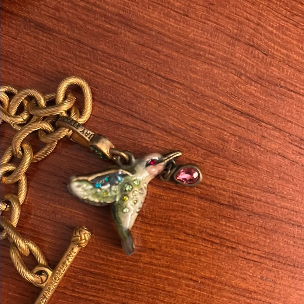 Jay Strongwater Gold Charm Bracelet with Hummingbird and Peas in a Pod Charms - Picture 3 of 5